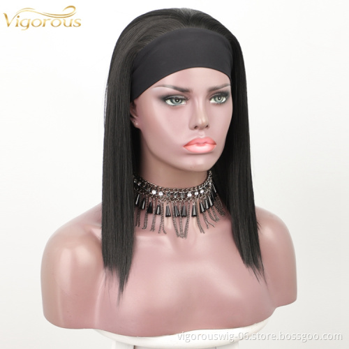 Long Silky Straight Black Head band Wig Synthetic Hair Headband Wigs For Black Women